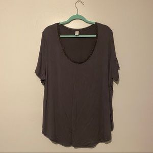Grey blouse w/ sparkly neckline